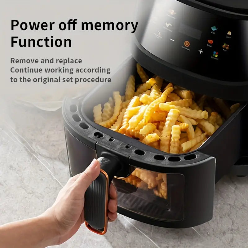 6L Large Capacity Visual Air Fryer with Color Touch Screen - Gray-Black-4