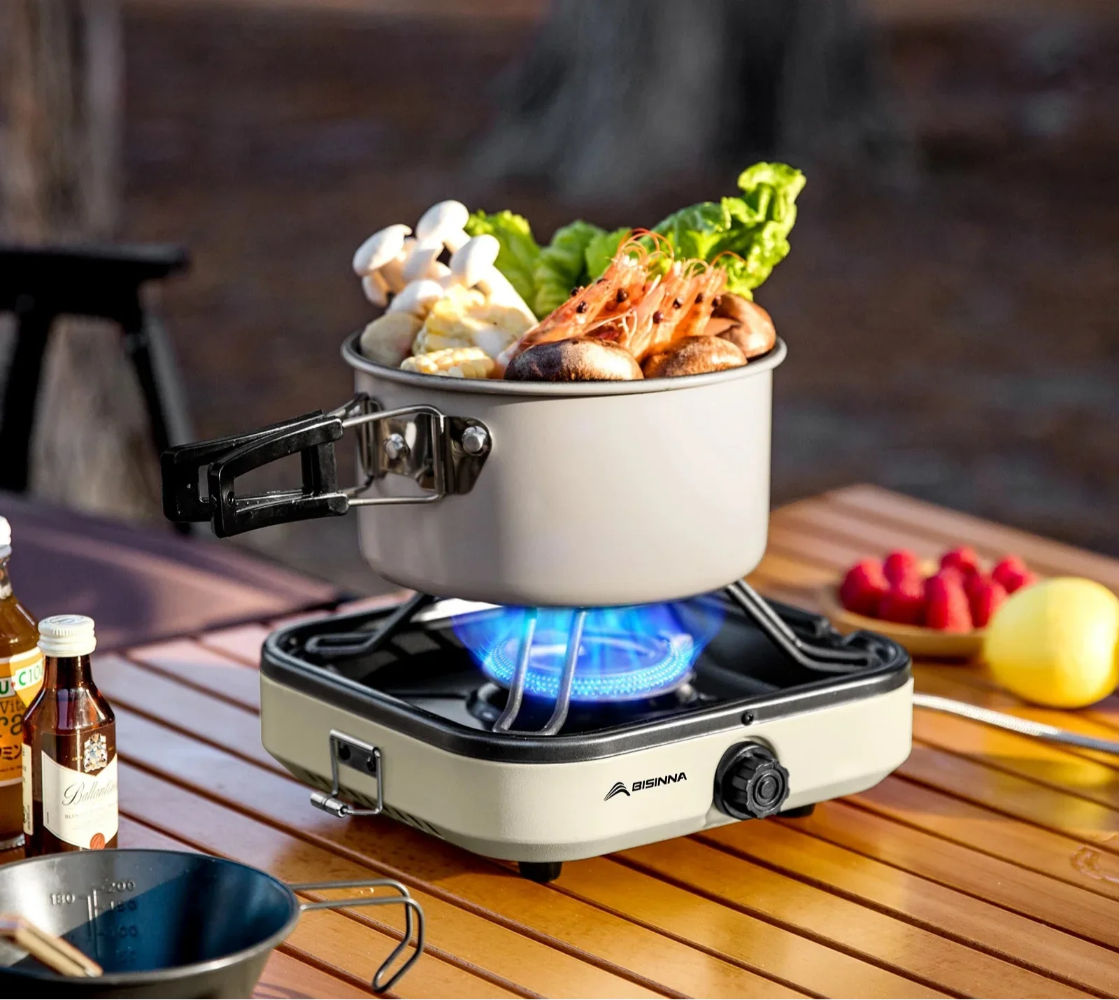 3500W Split Camping Gas Stove High Firepower Cassette Burner White-1
