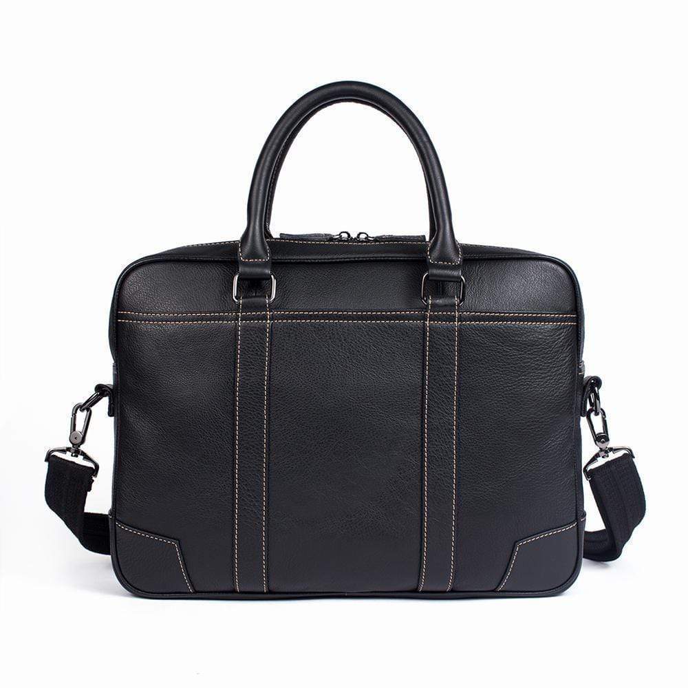 Rossie Viren Vintage Classic Double  Zip Leather  Briefcase Work Bags Brown Stitching